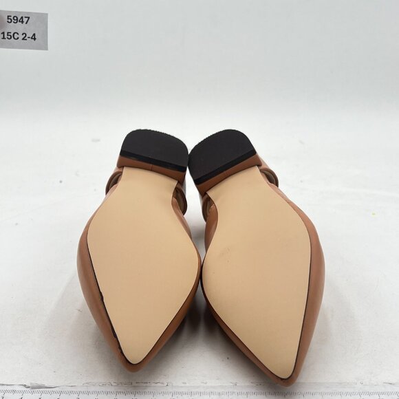 YDN Nude Pointed Toe D'Orsay V Cut Low Heels Slip On Office Dress Loafer Shoes - Picture 7 of 8